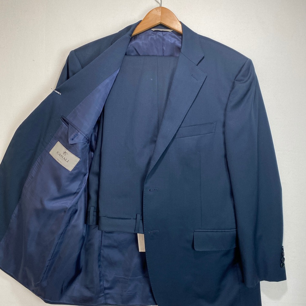 Canali 1934 Mens Navy Blue 100% Wool 2 Button Suit Made in Italy Size 52 XL